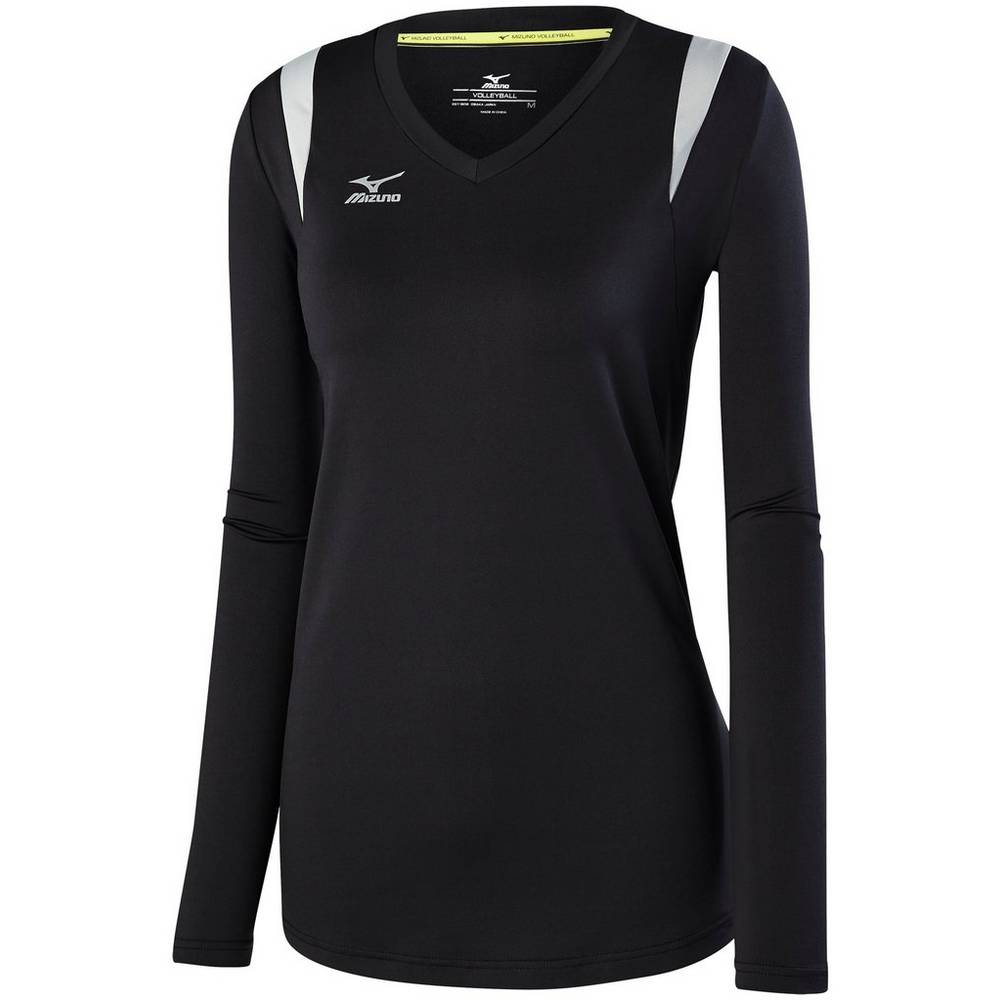 Maglia Mizuno Pallavolo Balboa 5.0 Long Sleeve Donna - Nere/Argento - 96120-KUOS